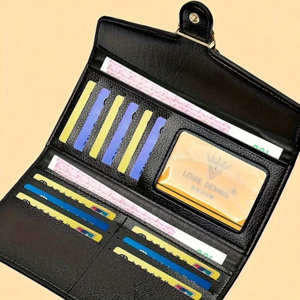 Elegant Black Women’s Crocodile Wallet with Gold Embossed Detail and Swan NWT - Picture 5 of 9